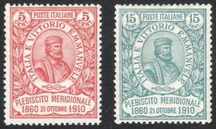 Italy #117-118. Complete mint set (duo) of the 1910 issued Giuseppe Garibaldi issue