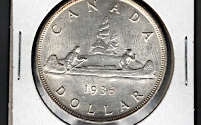Canada 1936 Attractive BU George V Silver Dollar, natural bag marks