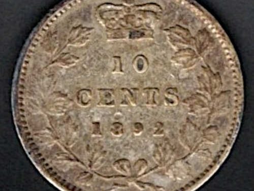 Canada Fine 1892 QV, OBV 6 Silver 10 cents