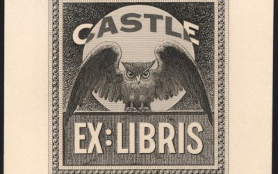 China. Die Proof for bookplate “Ex Libris” depicting an Owl, signed by engraver William A. Grant and inscribed “Peking” on reverse