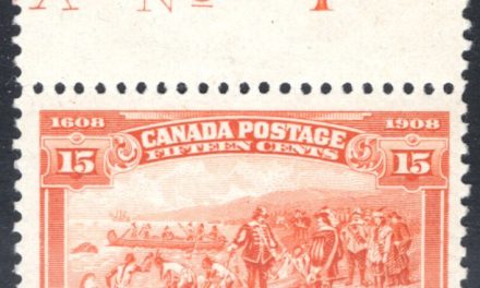 Canada #102 VF Mint 1908 top margin Plate 1 imprint 15c Quebec 2025-2026 Unitrade