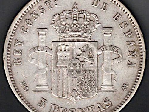 Spain 1884. XF MS-M Alfonso XII Silver 5 Pesetas. 0.7234oz ASW