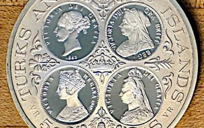 Turks & Caicos Proof 1976 Queen Victoria Cameo Silver 50 Crowns, 2908 minted 1.641oz ASW