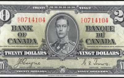 Canada #BC25c VF+ 1937 prefix K/E George VI $20 Bill