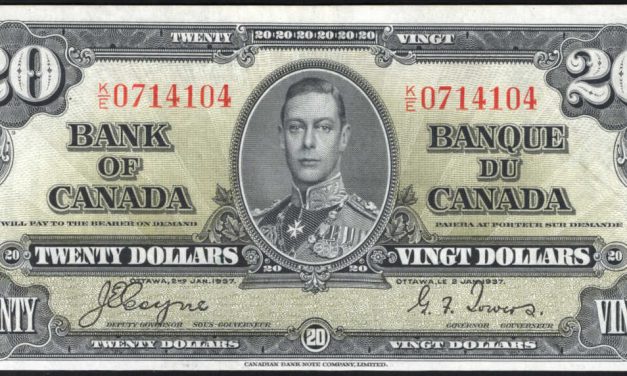 Canada #BC25c VF+ 1937 prefix K/E George VI $20 Bill