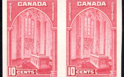 Canada #241c 1938 issued 10c Memorial Chamber, imperforate pair
