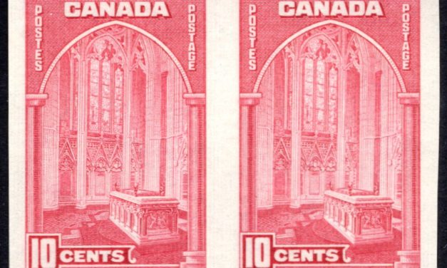 Canada #241c 1938 issued 10c Memorial Chamber, imperforate pair