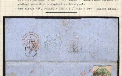 Great Britain. Trans-Atlantic Mail. Manchester 1847 1sh embossed franking on folded cover, sent to Rhode Island USA