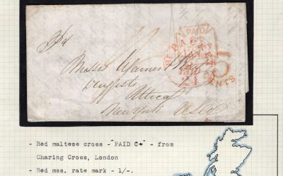 Great Britain. Trans-Atlantic Mail. London 1852 stampless folded cover / contents, sent to Utica, New York USA