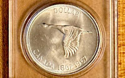 Canada 1967 QEII Centennial Silver Dollar, in 60th Annual Visit on 75th Birthday of Bellingham Bay (King Solomon) Lodge
