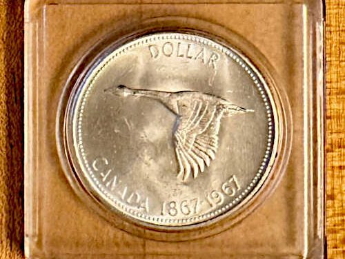 Canada 1967 QEII Centennial Silver Dollar, in 60th Annual Visit on 75th Birthday of Bellingham Bay (King Solomon) Lodge