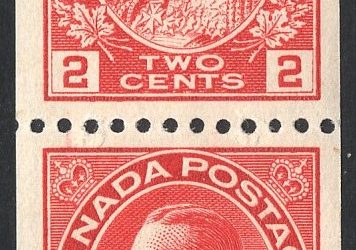 Canada #132 VF Mint one NH 1915 2c Admiral Coil Pair