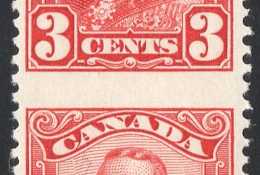 Canada #151c VF Mint LH 1928 3c George V Imperf Horizontal, Vertical Pair