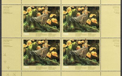 Canada #QW1 VF mint Never Hinged complete sheet of four of the 1988 Quebec Wildlife Habitat Conservation stamp