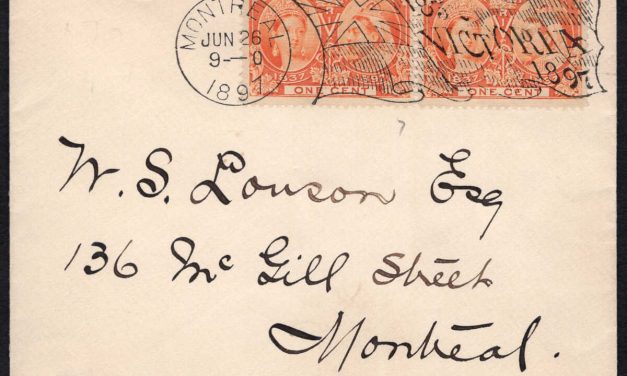 Canada Covers. Montreal 1897 “1837-1897” Queen Victoria Jubilee Flag cancel, on tidy locally sent cover