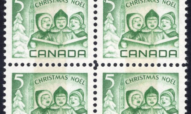 Canada #477p VF Mint NH 1967 5c Top Margin Tagging Shift error Block