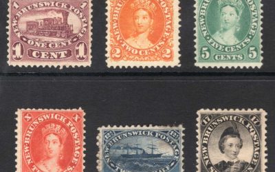 New Brunswick #6-11 F/VF Mint and Unu 1860 half dozen, 2c Inscription