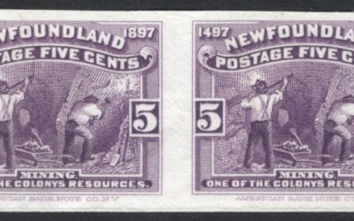 Newfoundland #65P VF 1897 5c Mining Plate Proof Pair