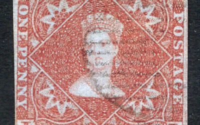Nova Scotia #1 VG/Fine used 1853 issued 1d red brown Queen Victoria imperforate