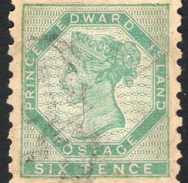 Prince Edward Island #3 VF used scarce perf 9 Queen Victoria 6d green