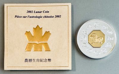 Canada. Proof 2002 gold cameo Year of the Horse Silver $15 .9937oz ASW