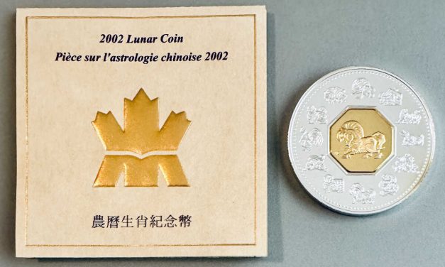 Canada. Proof 2002 gold cameo Year of the Horse Silver $15 .9937oz ASW