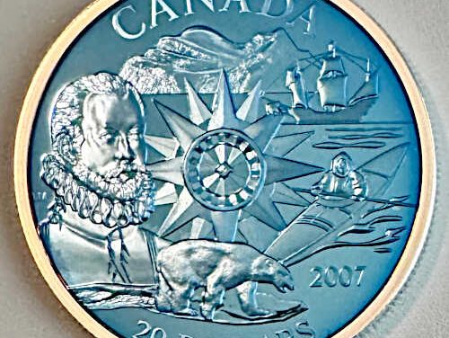 Canada. Proof 2007 Blue Plasma Coated Silver, International Polar Year $20.00 (2647 of 3005 minted). 0.8262oz ASW