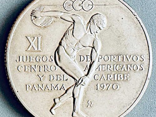 Panama KM#28 BU 1970 Discus Thrower Silver 5 Balboas 1.0549oz ASW