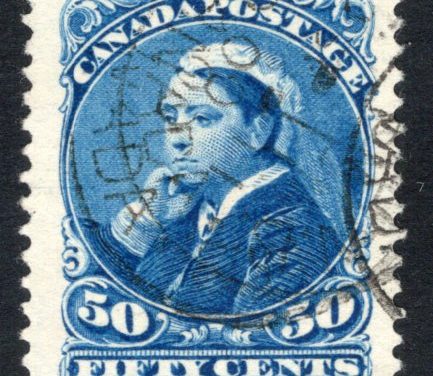 Canada #47 VF CDS Used 1893 50c Widow Weed with three large margins