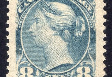 Canada #44a VF mint 8c blue grey, 1893 printing Small Queen. A striking stamp.