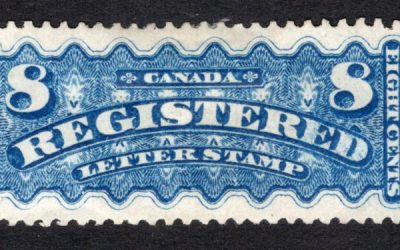 Canada #F3 VF mint Hinged / Hinge remnant example of the 1876 issued 8c dull blue Registered Letter stamp