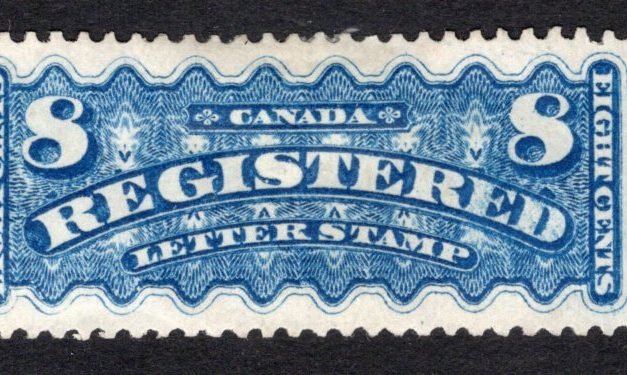 Canada #F3 VF mint Hinged / Hinge remnant example of the 1876 issued 8c dull blue Registered Letter stamp