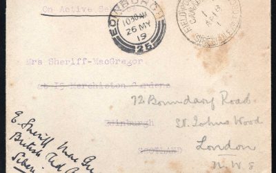 Canadian Siberian Expeditionary Force. 18 Apr 1919 readdressed O.A.S. Cover to Mrs. E. Sherriff-MacGregor British Red Cross Siberia