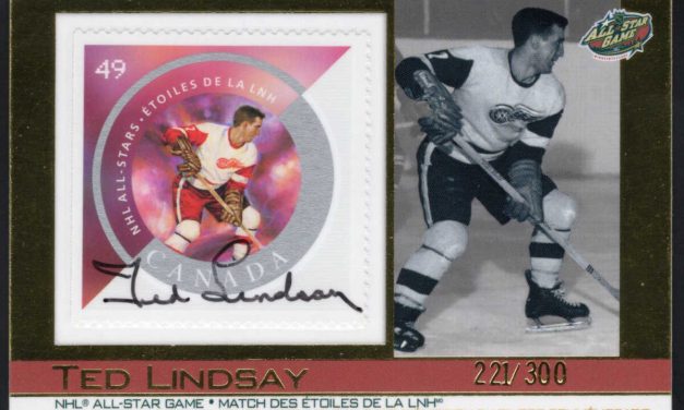 Ted Lindsay. Autographed 2004 49c Canada Post Stamp Card #221/300