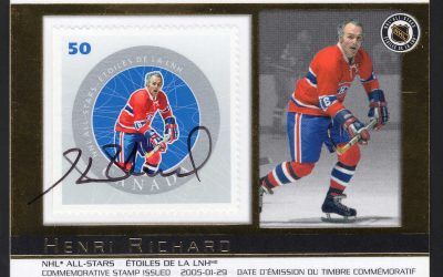 Henri Richard Autographed 2005 50c NHL All Stars Stamp Card