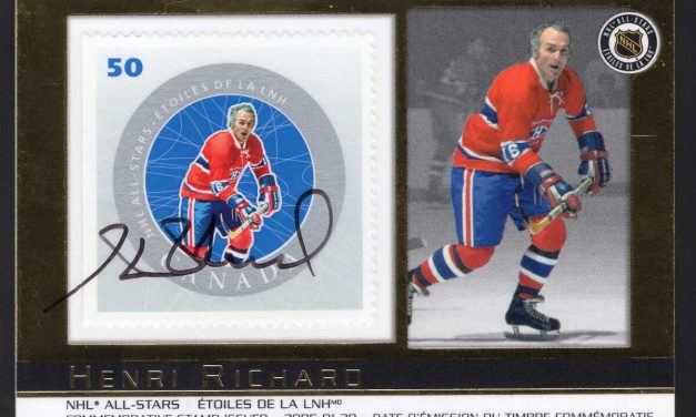 Henri Richard Autographed 2005 50c NHL All Stars Stamp Card