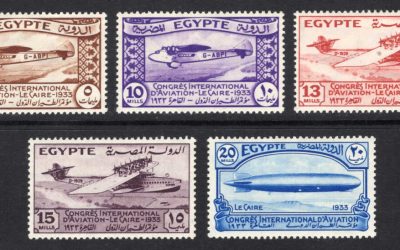 Egypt #172-176 F/VF Mint HR 1933 Aviation Set