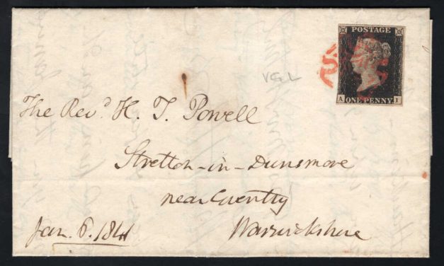G.B. #1. 6 Jan 1841 1d Black FLS w/ contents