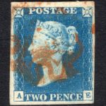 G.B. #2. Fine red Maltese Cross Used 1840 2d Blue