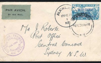 New Zealand #C5. 14 Feb 1934 7d Trans-Tasman First Flight Cover