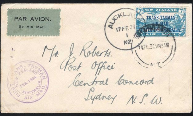 New Zealand #C5. 14 Feb 1934 7d Trans-Tasman First Flight Cover