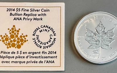 Canada BU 2014 .9999 Fine A.N.A. Privy Mark Ounce Silver $5 Maple Leaf #2526/7452
