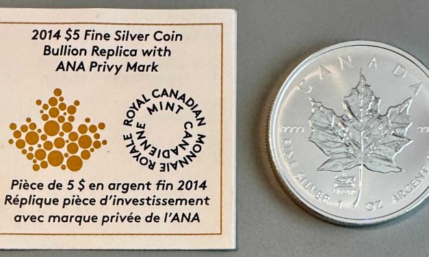 Canada BU 2014 .9999 Fine A.N.A. Privy Mark Ounce Silver $5 Maple Leaf #2526/7452