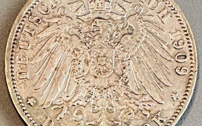 Baden KM #280 XF 1909G Friedrich II Silver 3 Mark .4792oz ASW