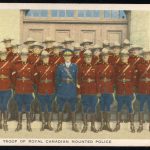 Coronation Troop of Royal Canadian Mounted Police. Unu Deeptone colour Postcard