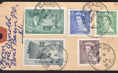 Boat Basin, B.C. 9 May 1954 78c Parcel Tag to Foam Lake, Saskatchewan