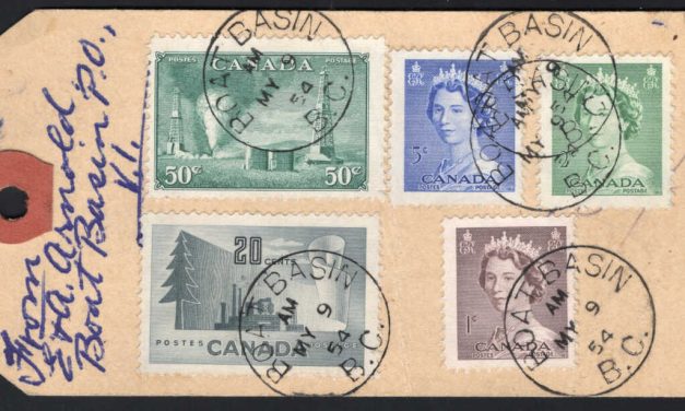 Boat Basin, B.C. 9 May 1954 78c Parcel Tag to Foam Lake, Saskatchewan
