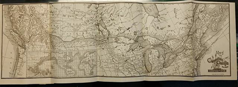 Map of the Canadian Pacific Railway in 1889 North West Farmer guidebook
