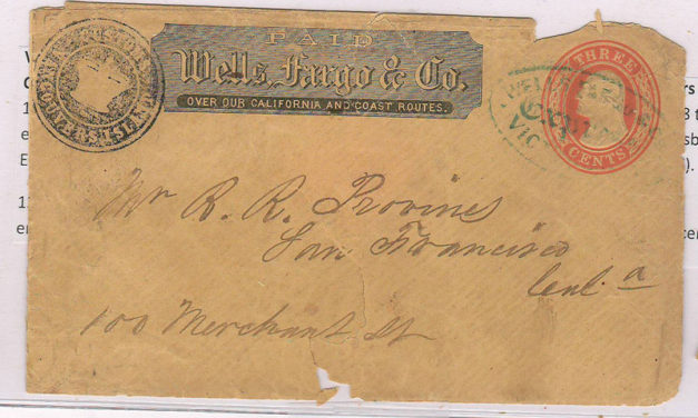 Customs Vancouver’s Island Seal 1858 Wells Fargo Cover to SFR