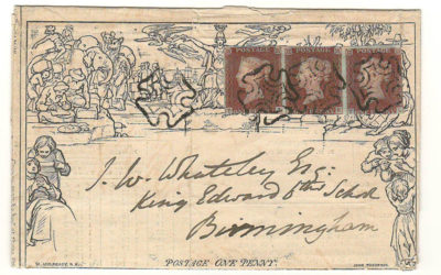 G.B. #3 uprated 13 Dec 1841 4d Mulready Life Insurance Lettersheet